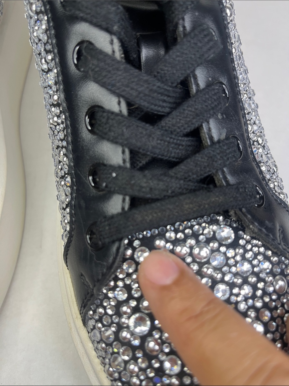 Michael Kors Black and Silver Crystal-Embellished Platform Sneakers - Picture 13 of 13